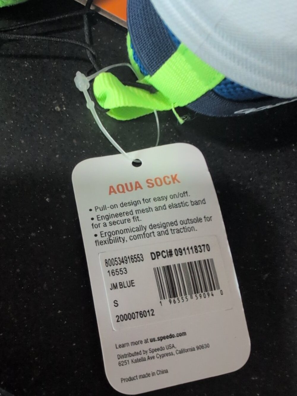 NWT Speedo Junior Boys Small (13/1) Aqua Sock Water Shoe BLUE Rubber Sole - Picture 5 of 5